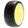 [LOSA17758]  1/8 DLM Tires, Mounted with Yellow Wheels  (Qty 2)